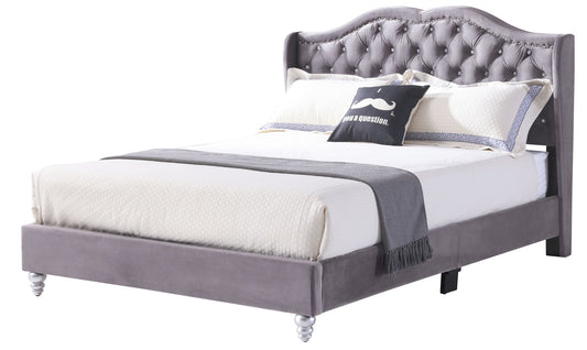 Upholstered Velvet Bed Transitional