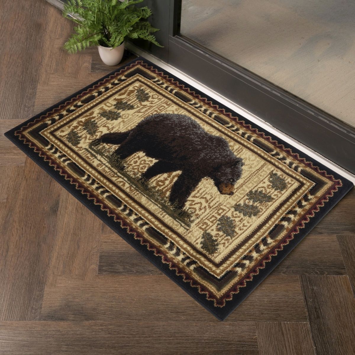 Nature's Nest - 5'3" X 7'3" Lodge Area Rug - Black