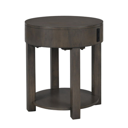 Jonah - 20" MDF End Table With USB Ports - Light Brown