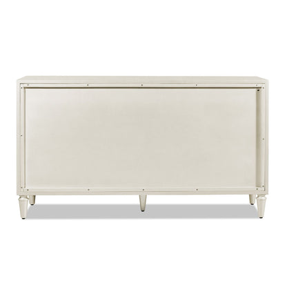 Mahal - Hand Painted Mandala Lacquered Sideboard - Ivory Off-White