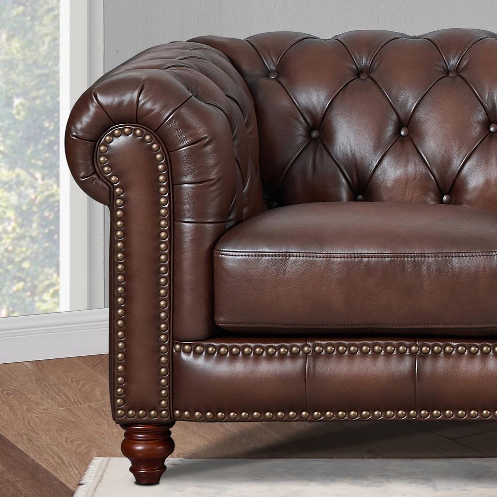 Alton Bay - Top Grain Leather Loveseat - Brown