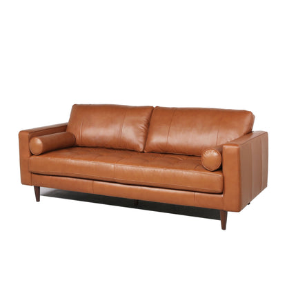 Mid-Century Tufted, Leather Sofa