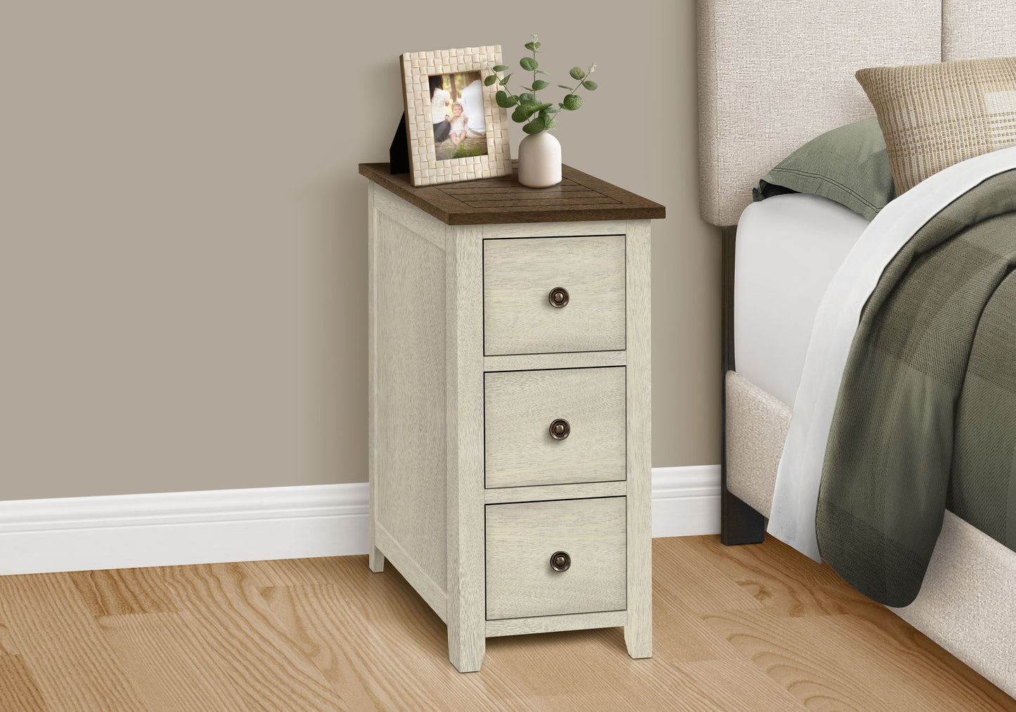 Accent End Table, Storage Drawer, Transitional Design