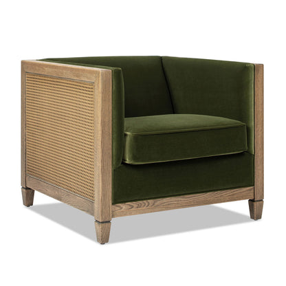 Georgia - Cane Tuxedo Armchair - Olive Green