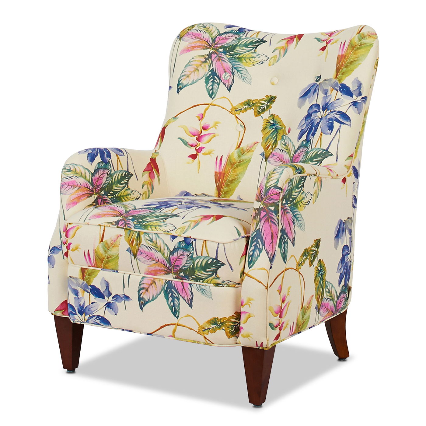 Paradise - Upholstered Arm Chair Floral Printed On Cotton - Off-White