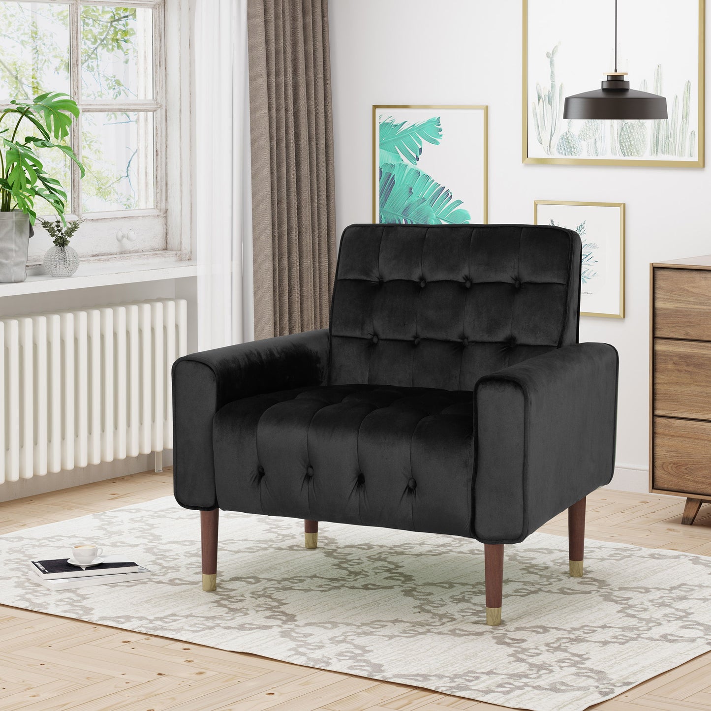 Comfy Arm Chair With Tufted Back, Modern For Living Room, Bedroom And Study