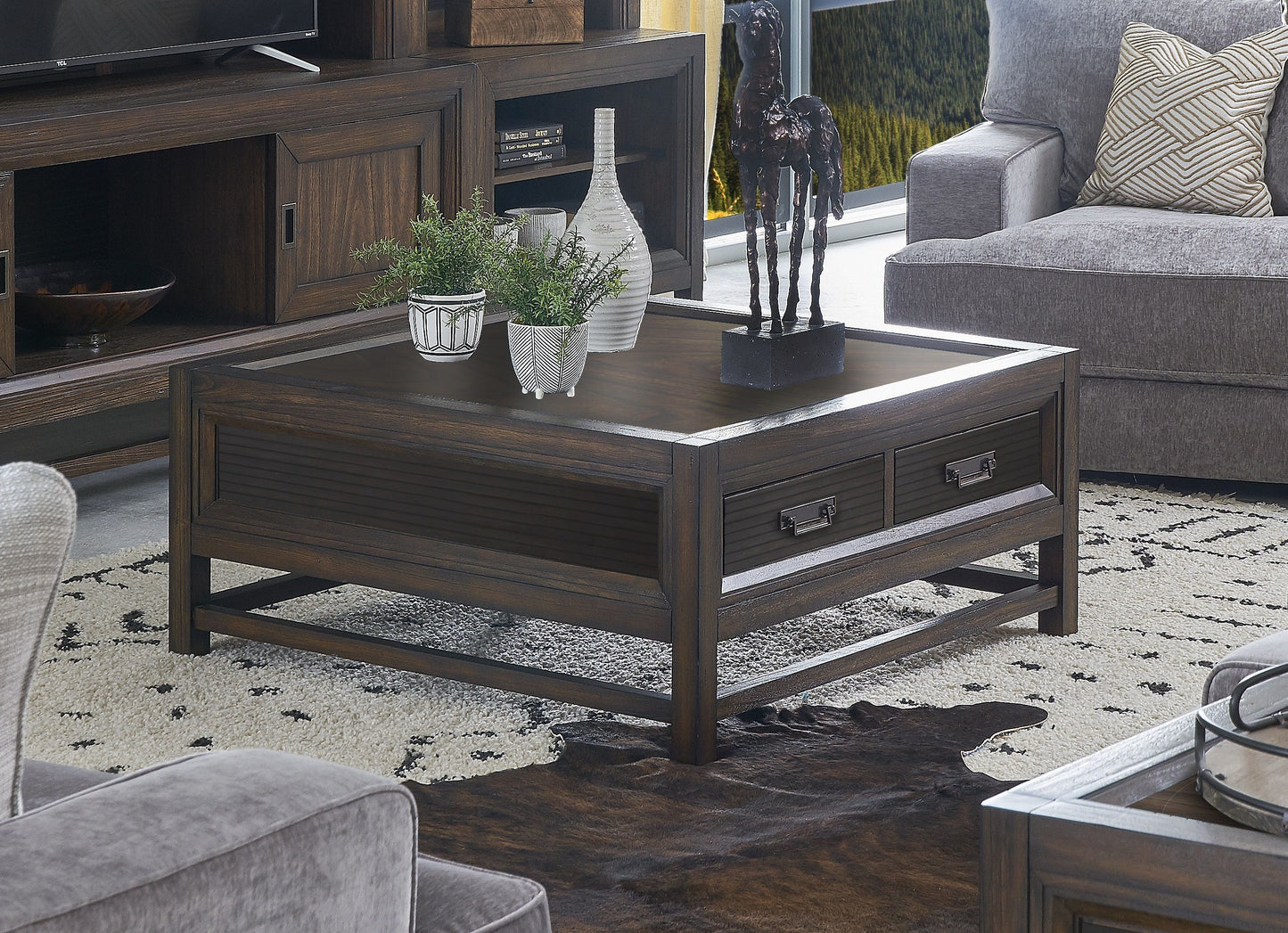 Branson - 2-Drawer Coffee Table, Two-Tone - Brown