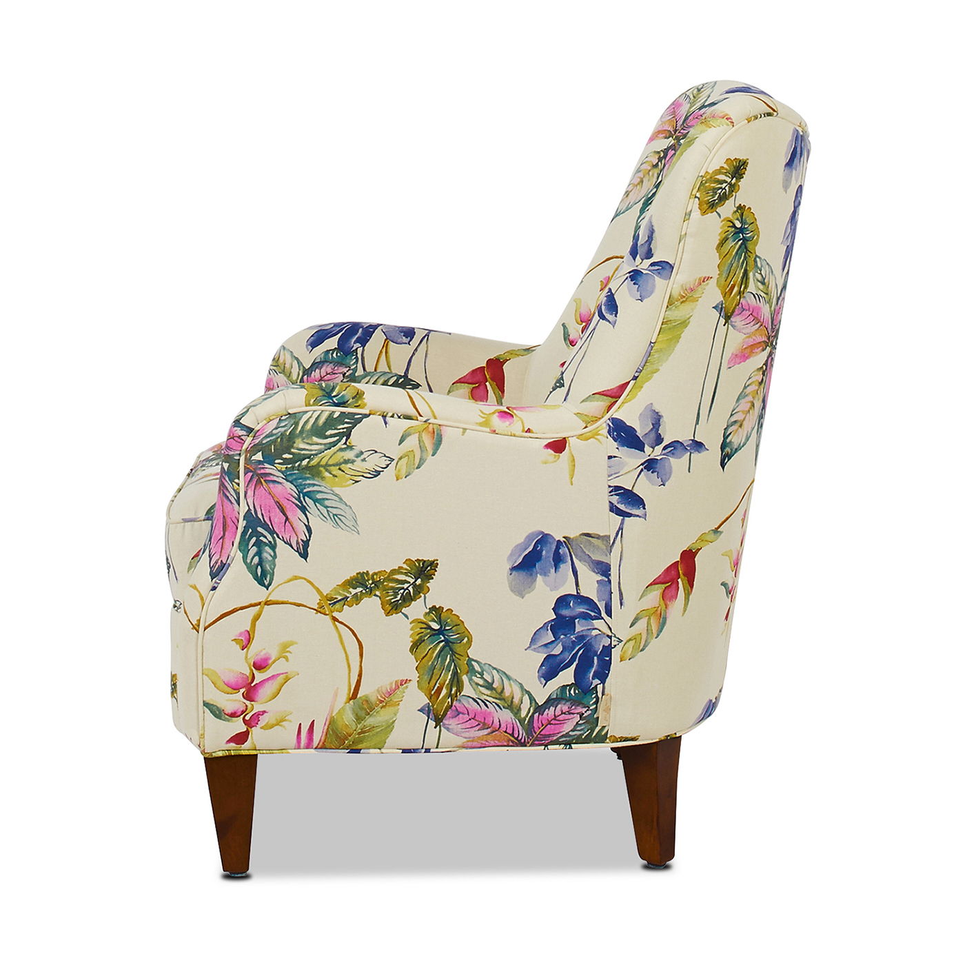 Paradise - Upholstered Arm Chair Floral Printed On Cotton - Off-White