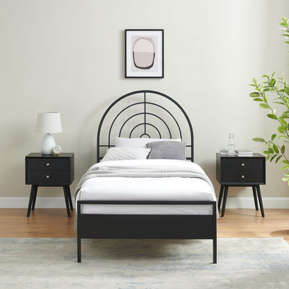 Twin Bed Contemporary Metal Arch - Black