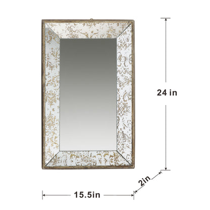 Rectangle Mirror With Floral Accents, Mirrored Display Tray, Hanging Wall Mirror