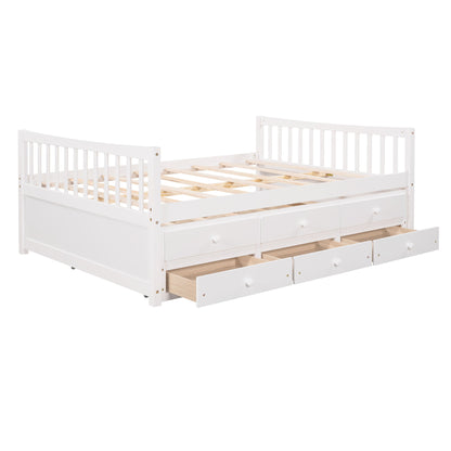 Full Size Daybed With Twin Size Trundle And Drawers, Full Size