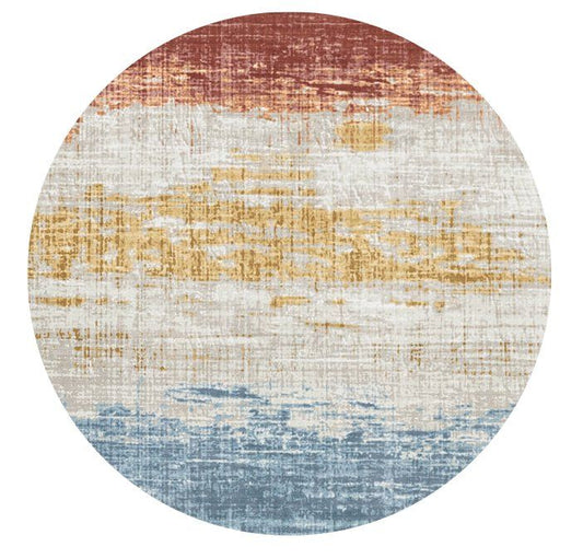 Rabbit - Washable Non - Slip Round Rug, Elegant Design - Ivory Multi