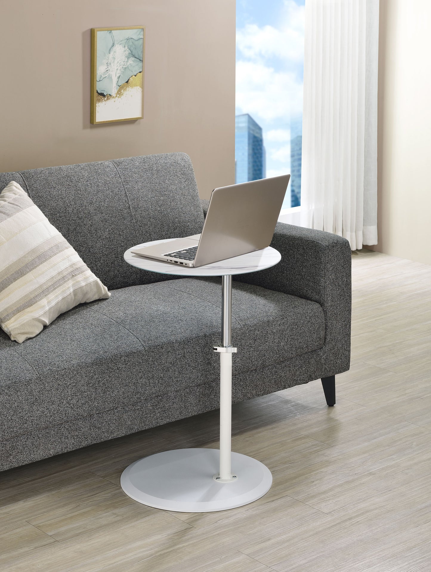 Orbit - 15.5" End Table With Height Adjustable Marble Textured Top