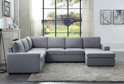 Warren - Linen 6 Seat Reversible Modular Sectional Sofa Chaise