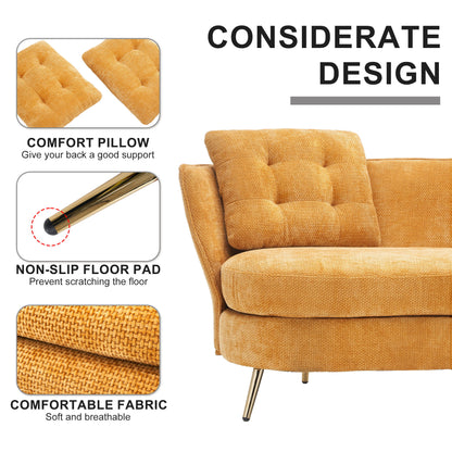 Polyester Fiber Loveseat Sofa Upholstered Couch With Golden Metal Legs Club Two-Seat Sofa For Living Reading Room Bedroom Apartment Small Space Dorm