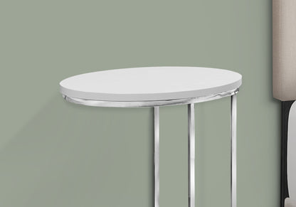 Accent Table, C - Shaped, Glossy Contemporary - White