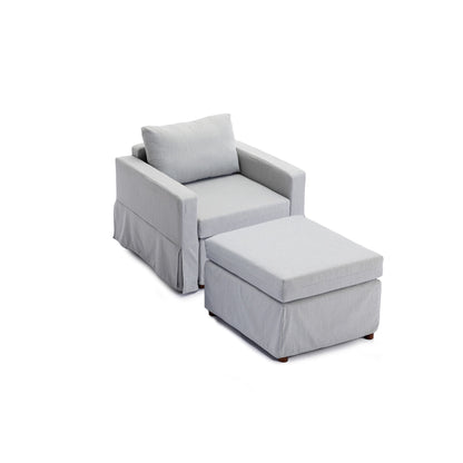 Single Seat Module Sofa Sectional Couch With Armrest With 1 Ottoman, Cushion Covers Non-Removable And Non-Washable