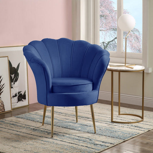 Angelina - Velvet Scalloped Back Barrel Accent Chair With Metal Legs