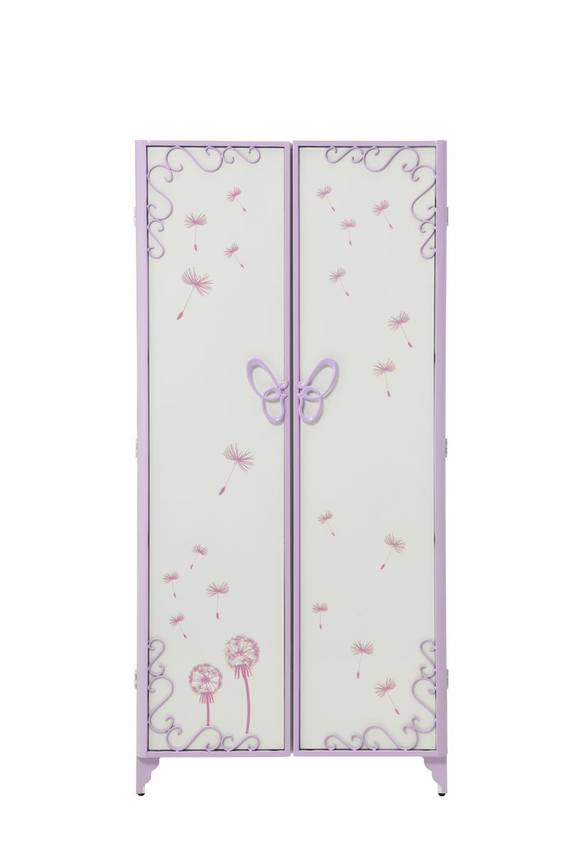 Priya II - Synthetic Leather Purple Wardrobe - Purple / White