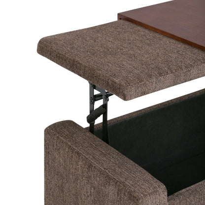 Bretton - Lift Top Storage Ottoman - Deep Umber Brown