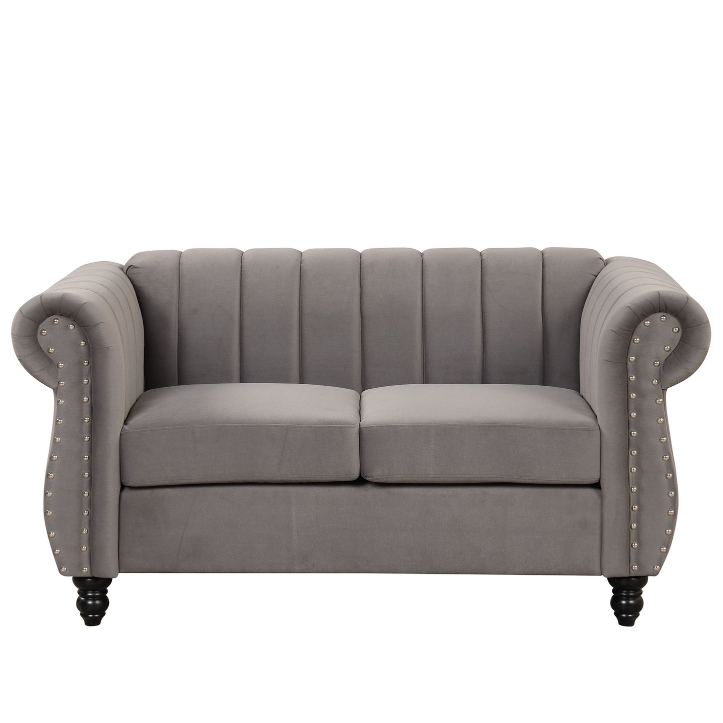 Modern Sofa Dutch Fluff Upholstered Sofa With Solid Legs, Buttoned Tufted Backrest