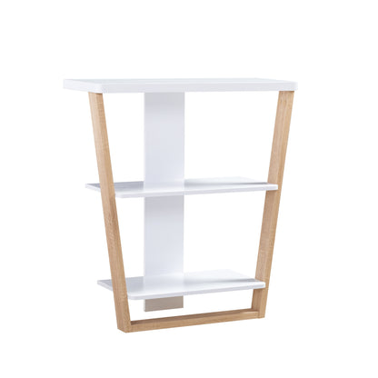 Contemporary Console Table With Three Open Shelves - White / Light Brown