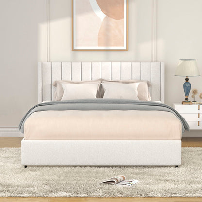 Anda - Boucle Upholstered Platform Bed With Patented Drawers Storage - Ivory