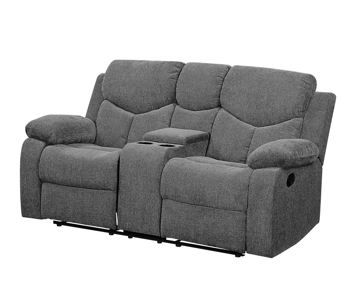 Kalen - Chenille Loveseat With Console - Gray