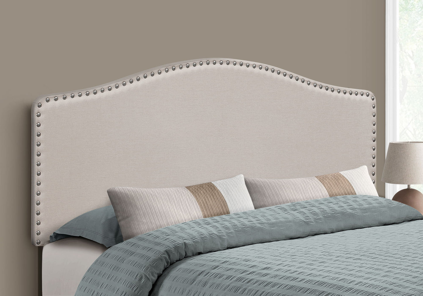 Queen Size, Bed Headboard Only, Upholstered, Transitional - Beige