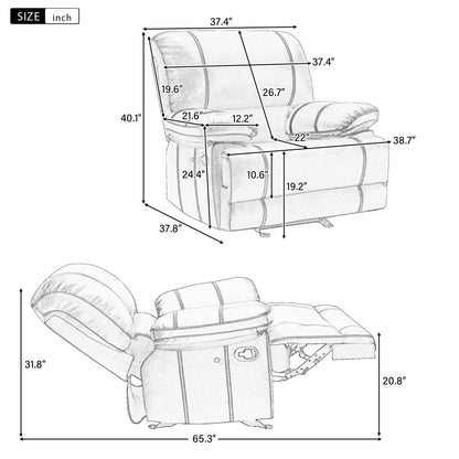 Recliner Chair Sofa Manual Reclining Home Seating Seats Movie Theater Chairs - Brown