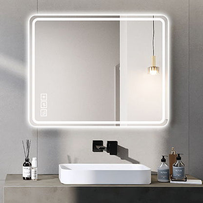 LED Bathroom Mirror Vanity Mirrors With Front Lights, Wall Mounted Anti-Fog Frameless Make Up Mirror With Light Copper-Free Mirror Horizontal Or Vertical - Clear