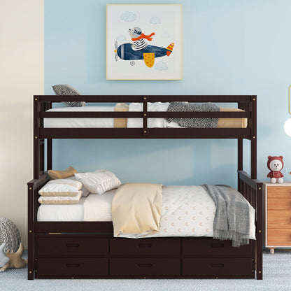 Twin Over Full Bunk Bed With Twin Size Trundle, Separable Bunk Bed With Drawers For Bedroom