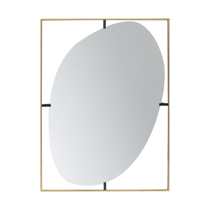 Poppy Mirror With Gold Metal Frame Contemporary Design For Bathroom, Entryway Wall Decor - Golden Black