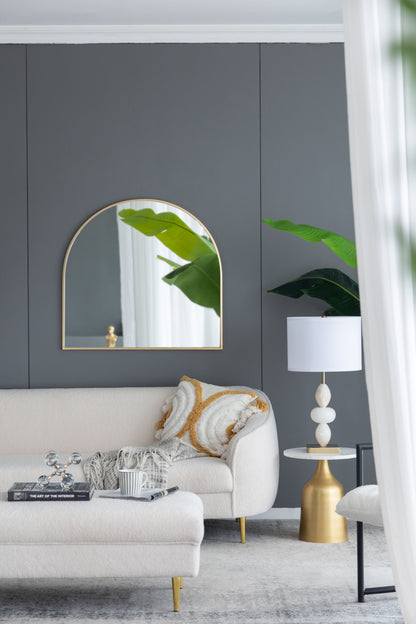 Arched Accent Mirror With Metal Frame For Bathroom, Bedroom, Entryway Wall