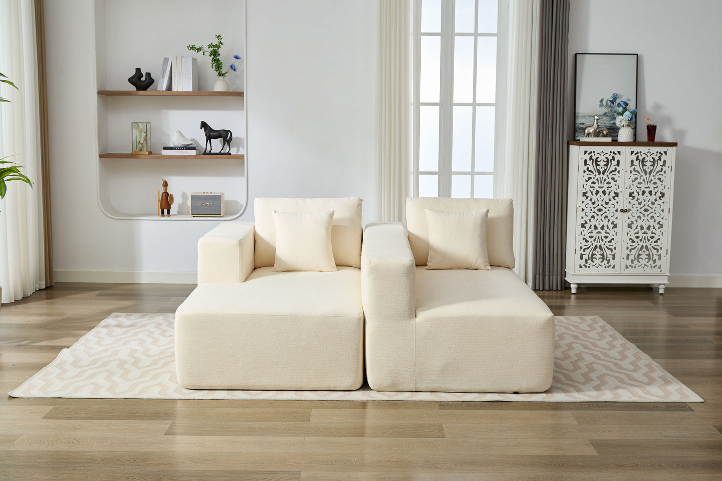 Chenille Compressible Sofa - Beige