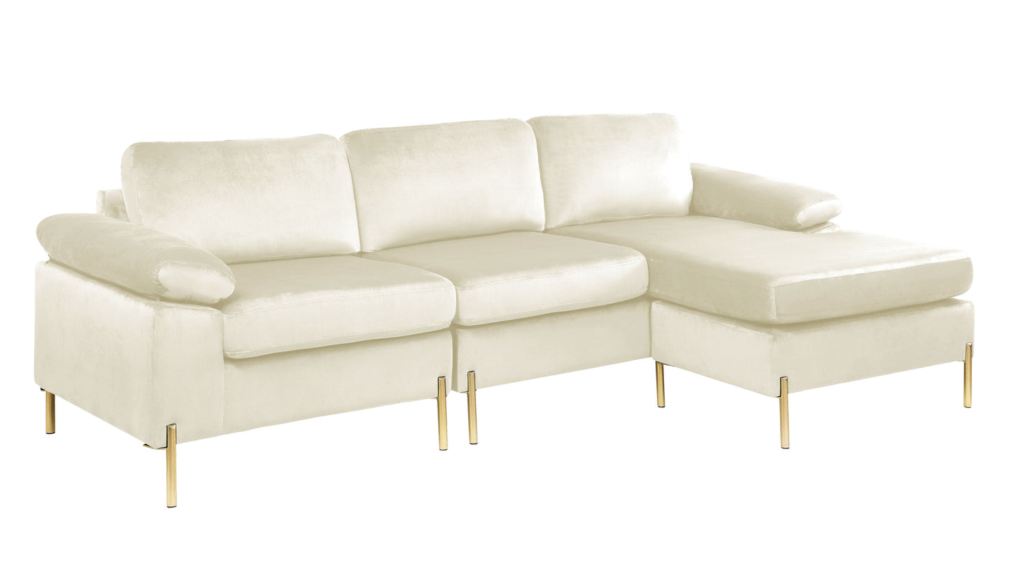 Shannon - Velvet Sectional Sofa With Chaise - Beige