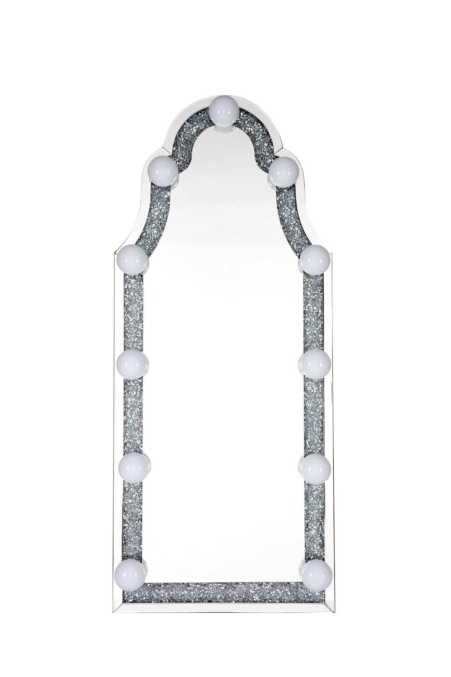 Noralie - Mirrored & Faux Diamonds Floor Mirror - Silver