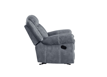 Zubaida - Two Tone Velvet Recliner Sofa With USB Port Drop Down Table