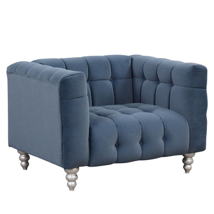 Modern Sofa Dutch Fluff Upholstered Sofa & Wood Legs, Buttoned Tufted Backrest