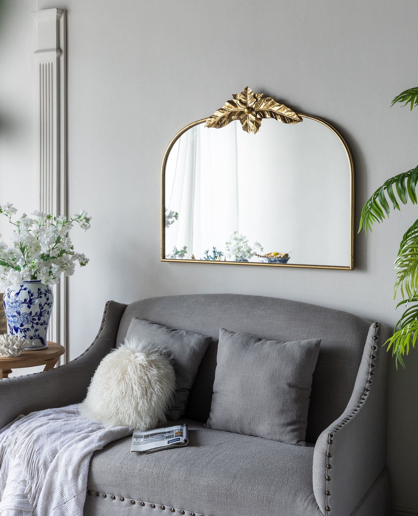 Arched Wall Mirror With Metal Frame, Wall Mirror For Living Room, Bedroom Hallway