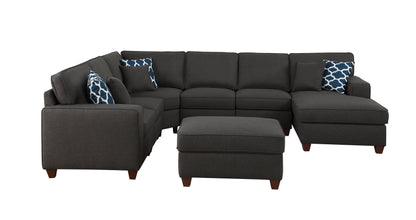 Aspen - Sectional Sofa With Chaise And Ottoman - Dark Gray