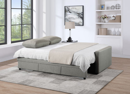 Odette - 88.5"W Gray Linen Convertible Sleeper Sofa With Storage