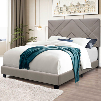 Queen Size Adjustable Upholstered Bed Frame Stain Resistant Cleans Up With A Light Wipe Simple Design Suitable For Any Room