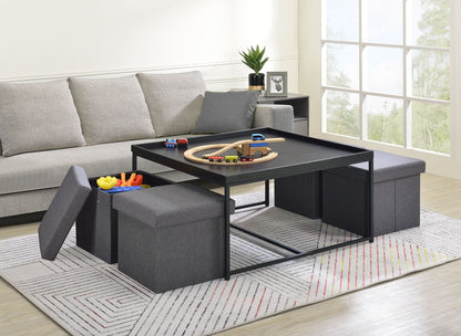 Vinny - Wood Grain Coffee Table Set With Raised Edges