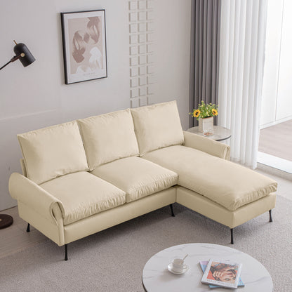 Modern Sectional Technical Leather L-Shaped Sofa Couch With Reversible Chaise Lounge