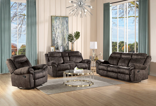 Zubaida - Two Tone Velvet 3 Piece Recliner Living Room Set