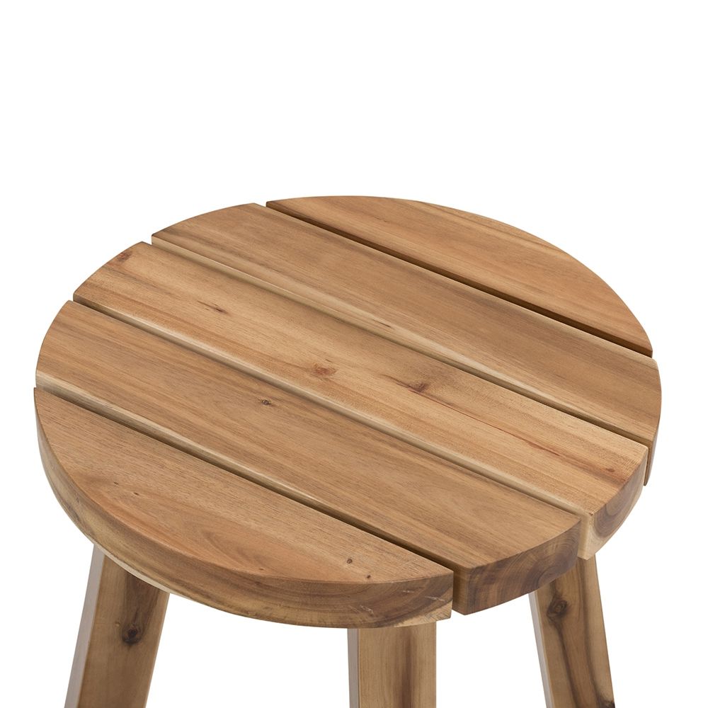 Round Side Table, Solid Wood - Natural Brown