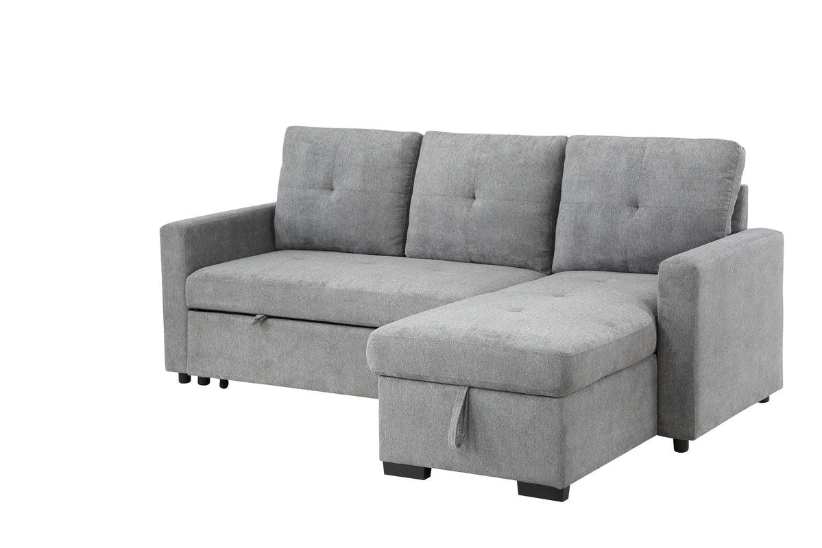 Serenity - 5" Fabric Reversible Sleeper Sectional Sofa With Storage Chaise - Gray