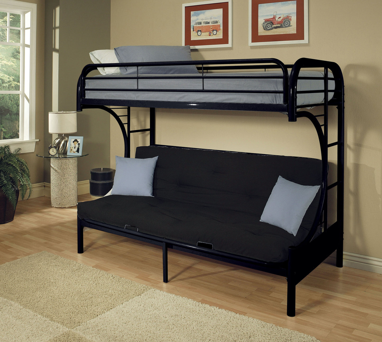 Eclipse - Twin Long Queen Futon Bunk Bed - Black