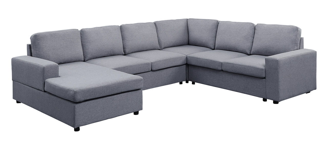 Warren - Linen 6 Seat Reversible Modular Sectional Sofa Chaise